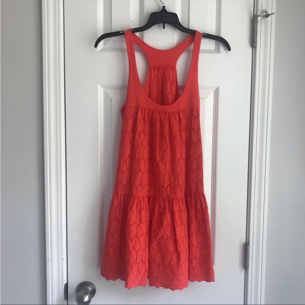 Unbranded Racerback Eyelet Lace Peplum Tank Red Size Small